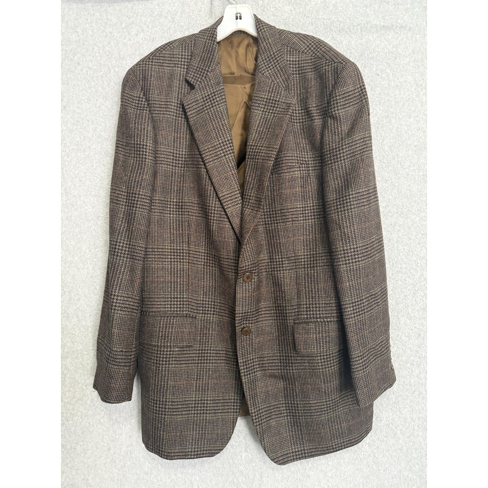 Chaps Ralph Lauren Blazer Sport Coat Mens 44L Brown Wool Tweed Jacket HOLE